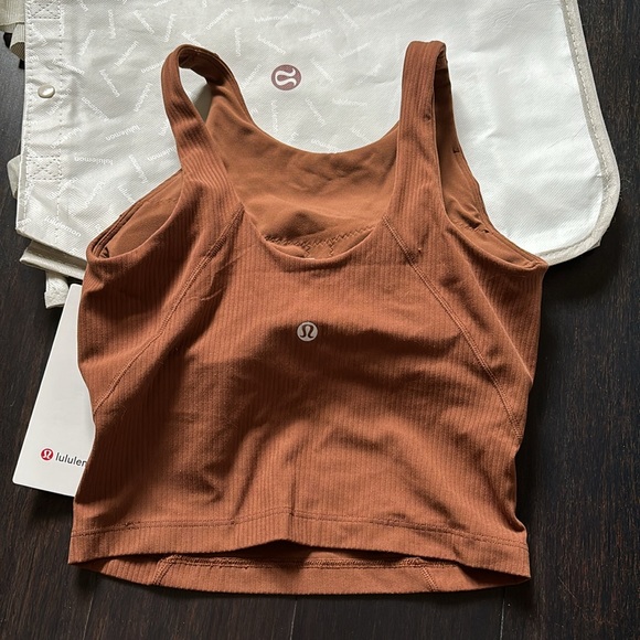 LULULEMON ALIGN RIBBED HIGH NECK TANK IN ROASTED BROWN (RTDB) Sz 2 NWT - Picture 3 of 7